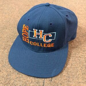 Vintage Hope College Snapback Hat University Square Navy Blue Embroidered Cap